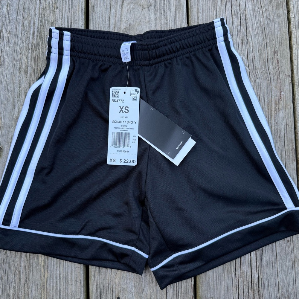 Black Athletic Shorts with White Stripes